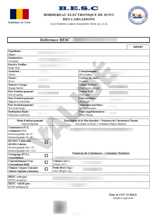 Chad ECTN Example - AfricaCTN Chad ECTN Certificate Example